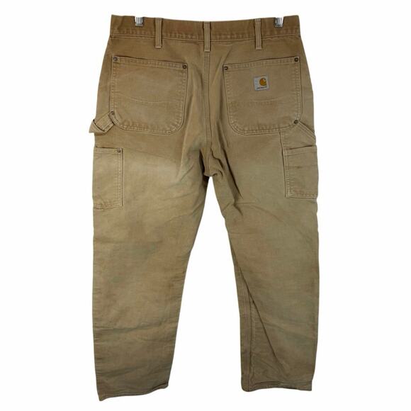 Vintage USA Made Carhartt Double Knee Carpenter Pants Tan Fits 30x32 No Button - Picture 2 of 14